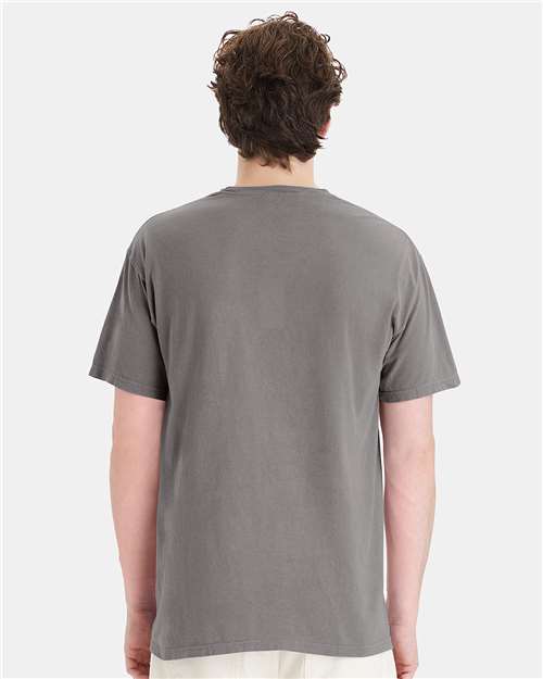 Hanes GDH150 Unisex Garment-Dyed Pocket T-Shirt - Concrete Grey - model back
