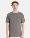 Hanes GDH150 Unisex Garment-Dyed Pocket T-Shirt - Concrete Grey - model front