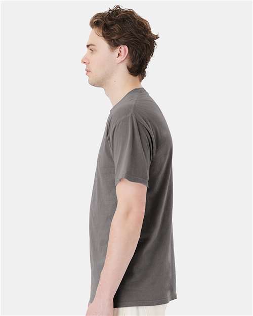 Hanes GDH150 Unisex Garment-Dyed Pocket T-Shirt - Concrete Grey - model side