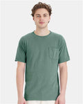 Hanes GDH150 Unisex Garment-Dyed Pocket T-Shirt - Cypress Green - model front