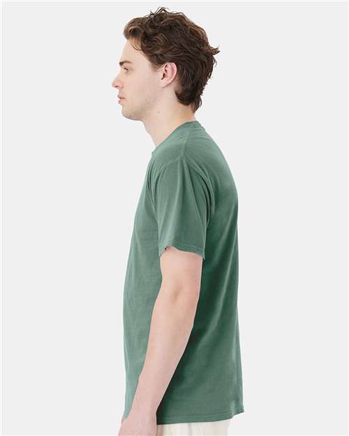 Hanes GDH150 Unisex Garment-Dyed Pocket T-Shirt - Cypress Green - model side