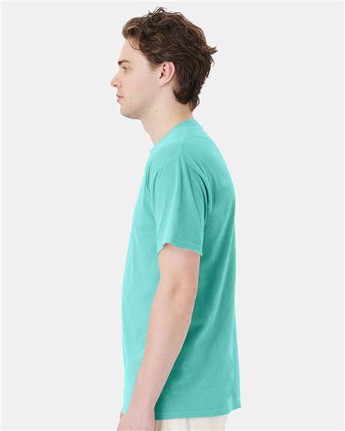 Hanes GDH150 Unisex Garment-Dyed Pocket T-Shirt - Mint - model side