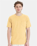 Hanes GDH150 Unisex Garment-Dyed Pocket T-Shirt - Summer Squash Yellow - model front