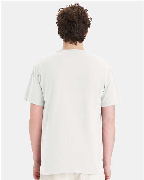 Hanes GDH150 Unisex Garment-Dyed Pocket T-Shirt - White - model back