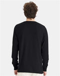 Hanes GDH200 Unisex Garment-Dyed Long Sleeve T-Shirt - Black - model back
