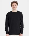 Hanes GDH200 Unisex Garment-Dyed Long Sleeve T-Shirt - Black - model front