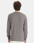 Hanes GDH200 Unisex Garment-Dyed Long Sleeve T-Shirt - Concrete Grey - model back