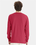 Hanes GDH200 Unisex Garment-Dyed Long Sleeve T-Shirt - Crimson Fall - model back