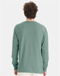 Hanes GDH200 Unisex Garment-Dyed Long Sleeve T-Shirt - Cypress Green - model back