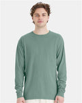 Hanes GDH200 Unisex Garment-Dyed Long Sleeve T-Shirt - Cypress Green - model front