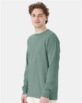 Hanes GDH200 Unisex Garment-Dyed Long Sleeve T-Shirt - Cypress Green - model side