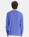 Hanes GDH200 Unisex Garment-Dyed Long Sleeve T-Shirt - Deep Forte Blue - model back