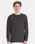 Hanes GDH200 Unisex Garment-Dyed Long Sleeve T-Shirt - New Railroad Grey - model front