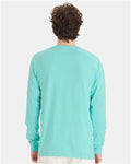 Hanes GDH200 Unisex Garment-Dyed Long Sleeve T-Shirt - Mint - model back