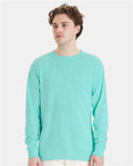 Hanes GDH200 Unisex Garment-Dyed Long Sleeve T-Shirt - Mint - model front