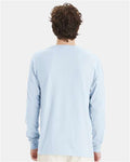 Hanes GDH200 Unisex Garment-Dyed Long Sleeve T-Shirt - Soothing Blue - model back