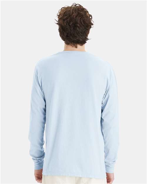 Hanes GDH200 Unisex Garment-Dyed Long Sleeve T-Shirt - Soothing Blue - model back