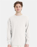 Hanes GDH200 Unisex Garment-Dyed Long Sleeve T-Shirt - White - model front