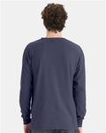 Hanes GDH250 Unisex Garment-Dyed Long Sleeve T-Shirt With a Pocket - Anchor Slate - model back