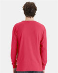 Hanes GDH250 Unisex Garment-Dyed Long Sleeve T-Shirt With a Pocket - Crimson Fall - model back
