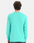 Hanes GDH250 Unisex Garment-Dyed Long Sleeve T-Shirt With a Pocket - Mint - model back