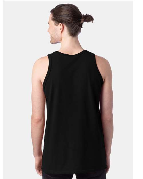 Hanes GDH300 Unisex Garment-Dyed Unisex Tank Top - Black - model back