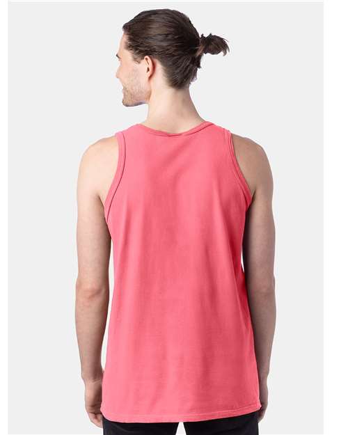 Hanes GDH300 Unisex Garment-Dyed Unisex Tank Top - Coral Craze - model back