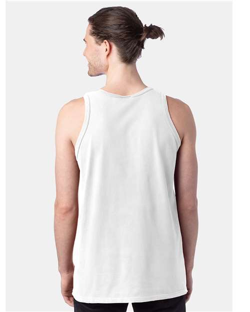 Hanes GDH300 Unisex Garment-Dyed Unisex Tank Top - White - model back