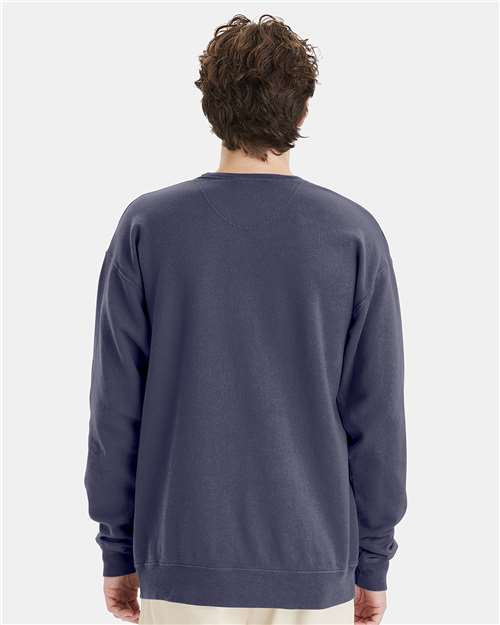 Hanes GDH400 Unisex Garment-Dyed Crewneck Sweatshirt - Anchor Slate - model back