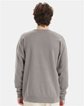 Hanes GDH400 Unisex Garment-Dyed Crewneck Sweatshirt - Concrete Grey - model back