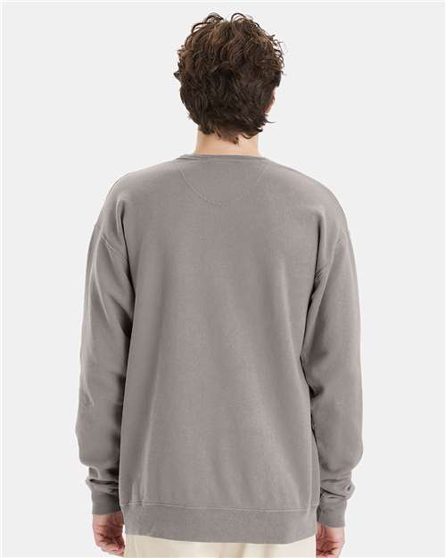 Hanes GDH400 Unisex Garment-Dyed Crewneck Sweatshirt - Concrete Grey - model back