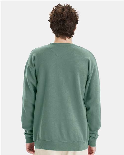 Hanes GDH400 Unisex Garment-Dyed Crewneck Sweatshirt - Cypress Green - model back
