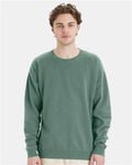 Hanes GDH400 Unisex Garment-Dyed Crewneck Sweatshirt - Cypress Green - model front