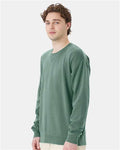 Hanes GDH400 Unisex Garment-Dyed Crewneck Sweatshirt - Cypress Green - model side