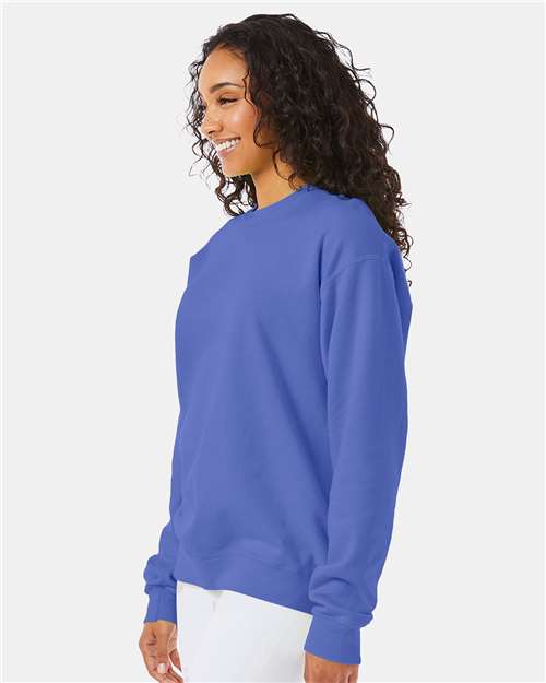 Hanes GDH400 Unisex Garment-Dyed Crewneck Sweatshirt - Deep Forte Blue - model side