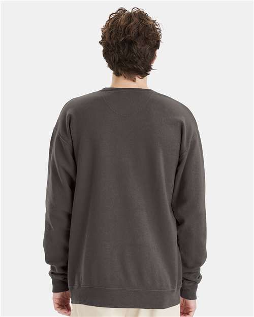 Hanes GDH400 Unisex Garment-Dyed Crewneck Sweatshirt - New Railroad Grey - model back