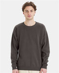 Hanes GDH400 Unisex Garment-Dyed Crewneck Sweatshirt - New Railroad Grey - model front