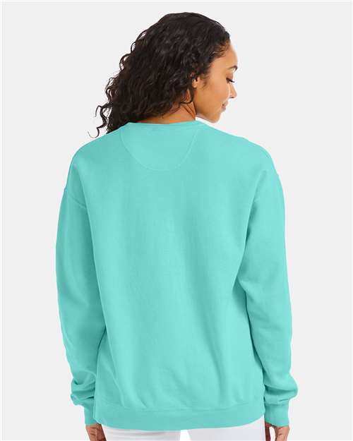 Hanes GDH400 Unisex Garment-Dyed Crewneck Sweatshirt - Mint - model back