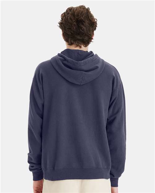 Hanes GDH450 Unisex Garment-Dyed Hooded Sweatshirt - Anchor Slate - model back