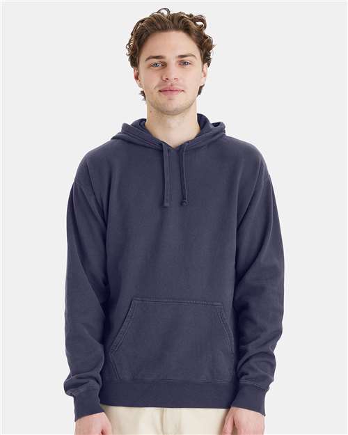 Hanes GDH450 Unisex Garment-Dyed Hooded Sweatshirt - Anchor Slate - model front