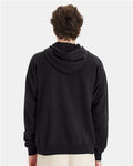 Hanes GDH450 Unisex Garment-Dyed Hooded Sweatshirt - Black - model back