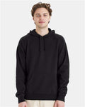Hanes GDH450 Unisex Garment-Dyed Hooded Sweatshirt - Black - model front