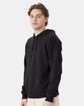 Hanes GDH450 Unisex Garment-Dyed Hooded Sweatshirt - Black - model side