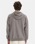 Hanes GDH450 Unisex Garment-Dyed Hooded Sweatshirt - Concrete Grey - model back