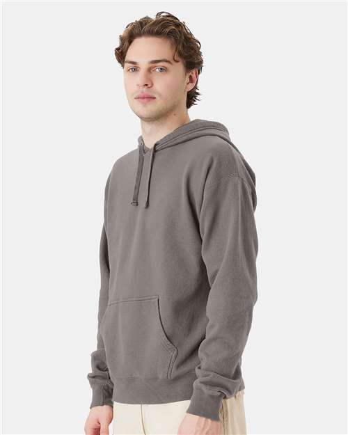 Hanes GDH450 Unisex Garment-Dyed Hooded Sweatshirt - Concrete Grey - model side