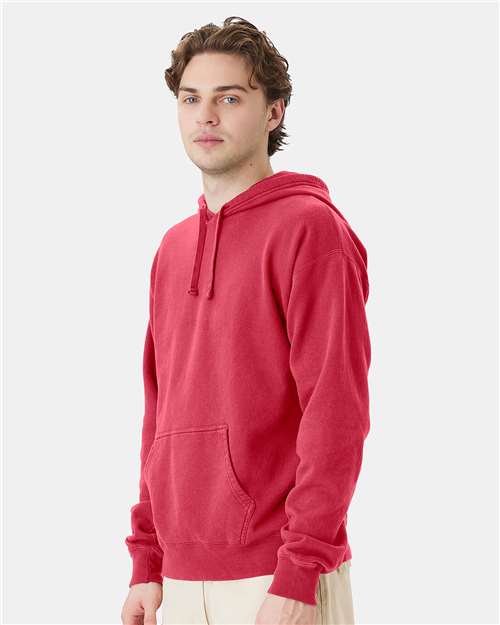Hanes GDH450 Unisex Garment-Dyed Hooded Sweatshirt - Crimson Fall - model side