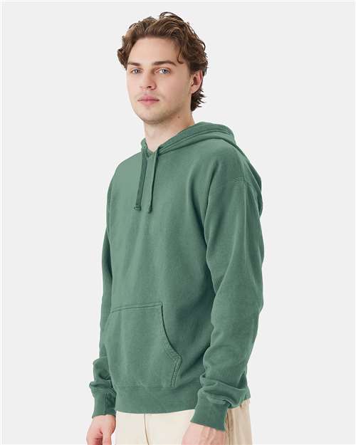 Hanes GDH450 Unisex Garment-Dyed Hooded Sweatshirt - Cypress Green - model side