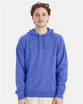 Hanes GDH450 Unisex Garment-Dyed Hooded Sweatshirt - Deep Forte Blue - model front