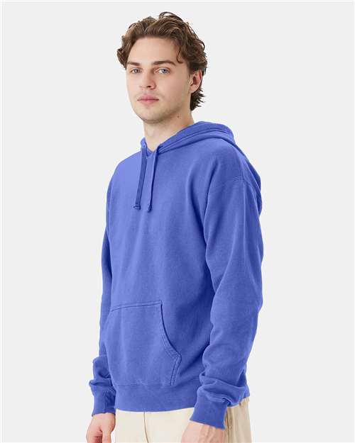 Hanes GDH450 Unisex Garment-Dyed Hooded Sweatshirt - Deep Forte Blue - model side