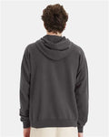 Hanes GDH450 Unisex Garment-Dyed Hooded Sweatshirt - New Railroad Grey - model back